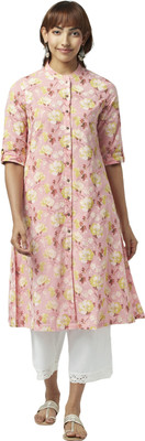 Rangmanch by Pantaloons Women Printed A-line Kurta(Pink)