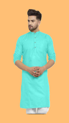 VINAARI Men Solid A-line Kurta(Blue)