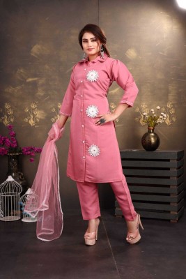 Ateeqa creation Women Solid A-line Kurta(Pink)