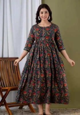 Look-N-Like Women Printed Anarkali Kurta(Multicolor)