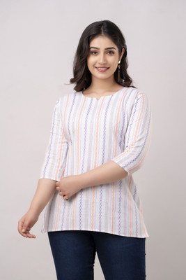 VROEGER Women Self Design Straight Kurta(White)