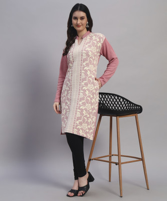 SYDNEY HILLS Women Self Design Straight Kurta(Pink)