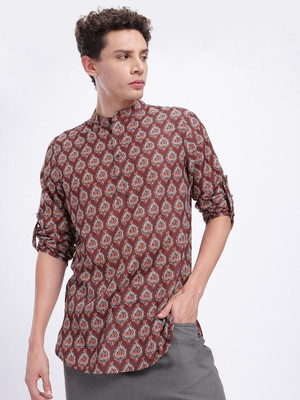 Anouk Rustic Men Printed Straight Kurta(Maroon)