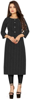 Sitara Women Self Design Straight Kurta(Black)