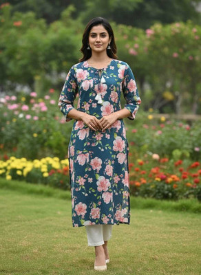 Gvastra Women Printed A-line Kurta(Pink)