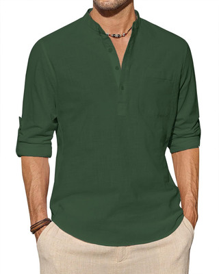 UNIFAV Men Solid Straight Kurta(Green)