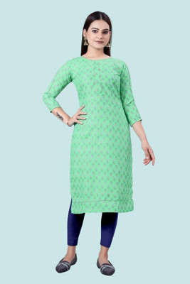 HouseOfCommon Women Printed Anarkali Kurta(Light Green)