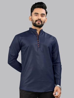 RADHE RADHE Men Solid Straight Kurta(Blue)
