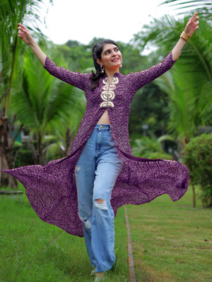 Youthnic Women Printed Frontslit Kurta(Multicolor)