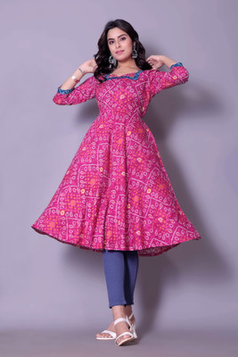 SHYAMALI FASHION Women Printed Anarkali Kurta(Pink)