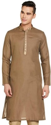 Anitha Collections Men Solid Straight Kurta(Beige)