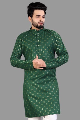 KG Creation Men Printed Straight Kurta(Dark Green)