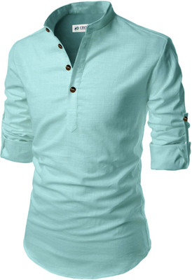 CROWNTAIL Men Solid A-line Kurta(Light Blue)