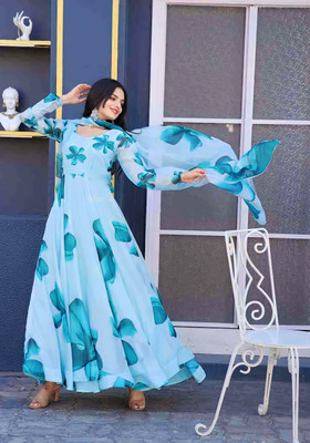RK Creation Anarkali Gown(Light Blue)