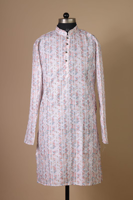 FOXDX Men Printed A-line Kurta(White, Red)