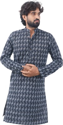 LADSLOOM Men Striped A-line Kurta(Dark Blue)