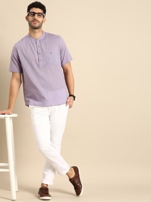 CRAFTED FOR YOU Men Solid Straight Kurta(Purple)