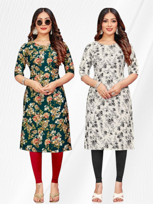 Nitya Trends Women Printed Straight Kurta(Multicolor)