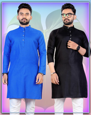 Flossy Men Solid Straight Kurta(Multicolor)