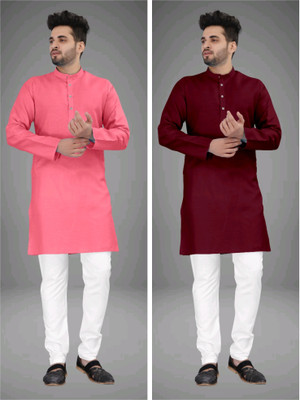 click n buy Men Solid Straight Kurta(Multicolor)