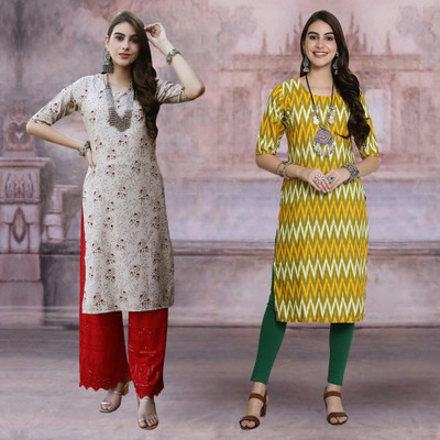 Moda Rapido Women Printed Straight Kurta(Multicolor)