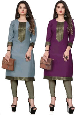HEER CREATIONS Women Self Design Straight Kurta(Multicolor)