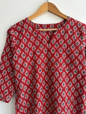 Elegance Style Women Printed A-line Kurta(Maroon)