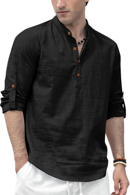 ZARA STAR Men Solid Straight Kurta(Black)
