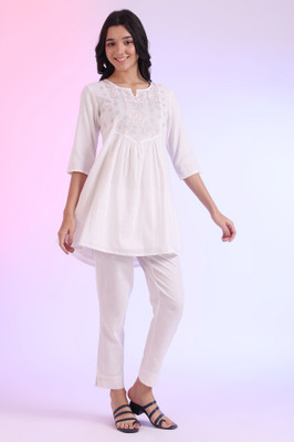 Aurelia Women Solid Straight Kurta(White)