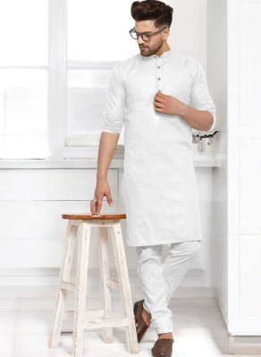 Rashmi Genz Men Printed Straight Kurta(White)