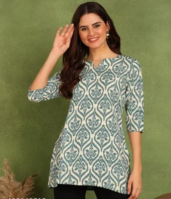GURUFASHIONS Women Printed Straight Kurta(Green)