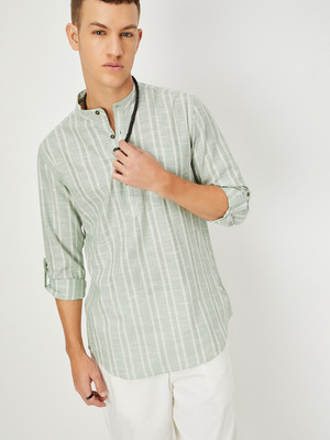 MAX Men Striped Straight Kurta(Green)