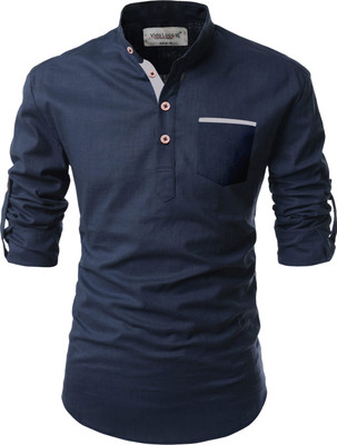 UNIFAV Men Solid Straight Kurta(Blue)