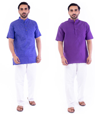 DESHBANDHU DBK Men Solid Straight Kurta(Blue, Purple)