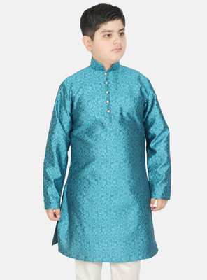 SG YUVRAJ Boys Self Design Straight Kurta(Light Blue)