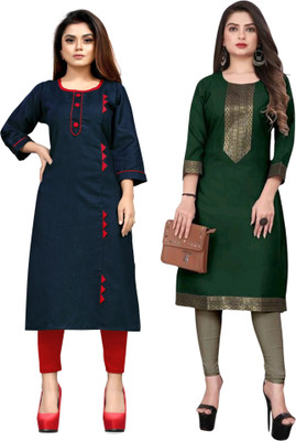 AAIKHODAL Women Printed Straight Kurta(Multicolor)