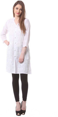 Sidra handicraft Women Embroidered, Floral Print, Abstract Straight Kurta(Black)