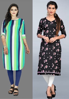 Modli 20 Fashion Women Printed A-line Kurta(Multicolor, Black)