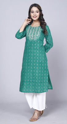 Chitrarekha Drishya Women Embroidered Straight Kurta(Green)