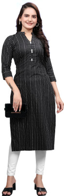 FABTOWN Women Printed, Striped, Solid A-line Kurta(Black)