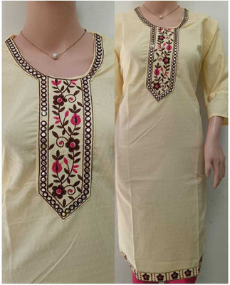 Josh Women Embroidered Straight Kurta(Beige)