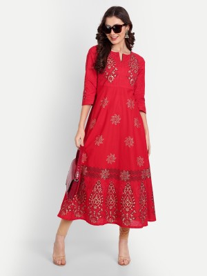 Rajhans Sales Women Embellished Anarkali Kurta(Red)