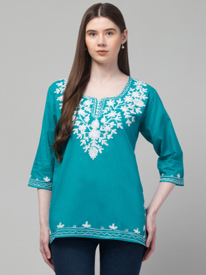 MILLIONS CHOICE STORE Women Embroidered Straight Kurta(Blue)