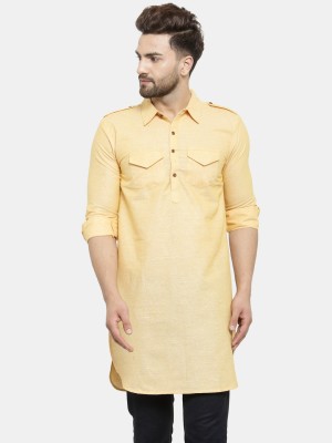 Sayesha Men Solid Pathani Kurta(Yellow)