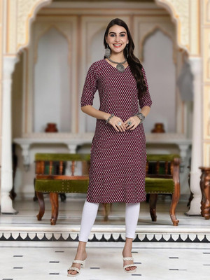 Moda Rapido Men Solid Straight Kurta(Maroon)
