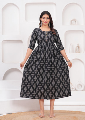 grinah fashion Flared/A-line Gown(Black)