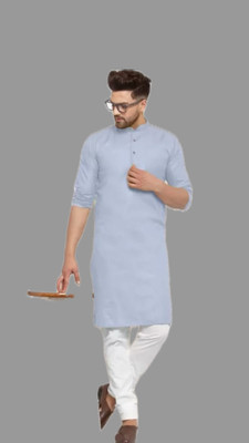 VINAARI Men Solid A-line Kurta(Grey)