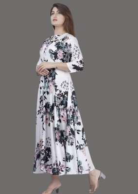 AnviTextile Women Printed Anarkali Kurta(Multicolor)