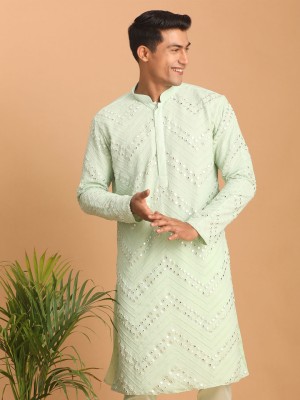 VASTRAMAY Men Solid Straight Kurta(Green)