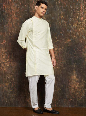 Melange by Lifestyle Men Solid Straight Kurta(White)